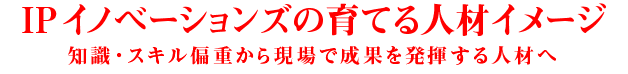 IPイノベーションズの育てる人材イメージ 知識・スキル偏重から現場で成果を発揮する人材へ
